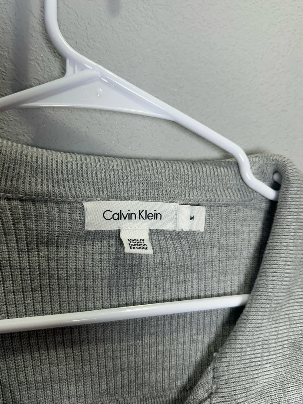 Calvin Klein Light Gray Zip-Up Knit Jacket